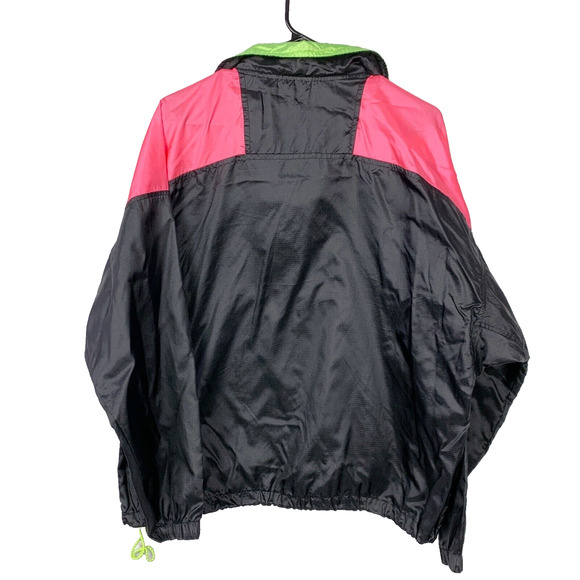 Vintage 80s 90s Columbia Radial Sleeve Black Neon Pullover Windbreaker Large XL - Picture 6 of 6